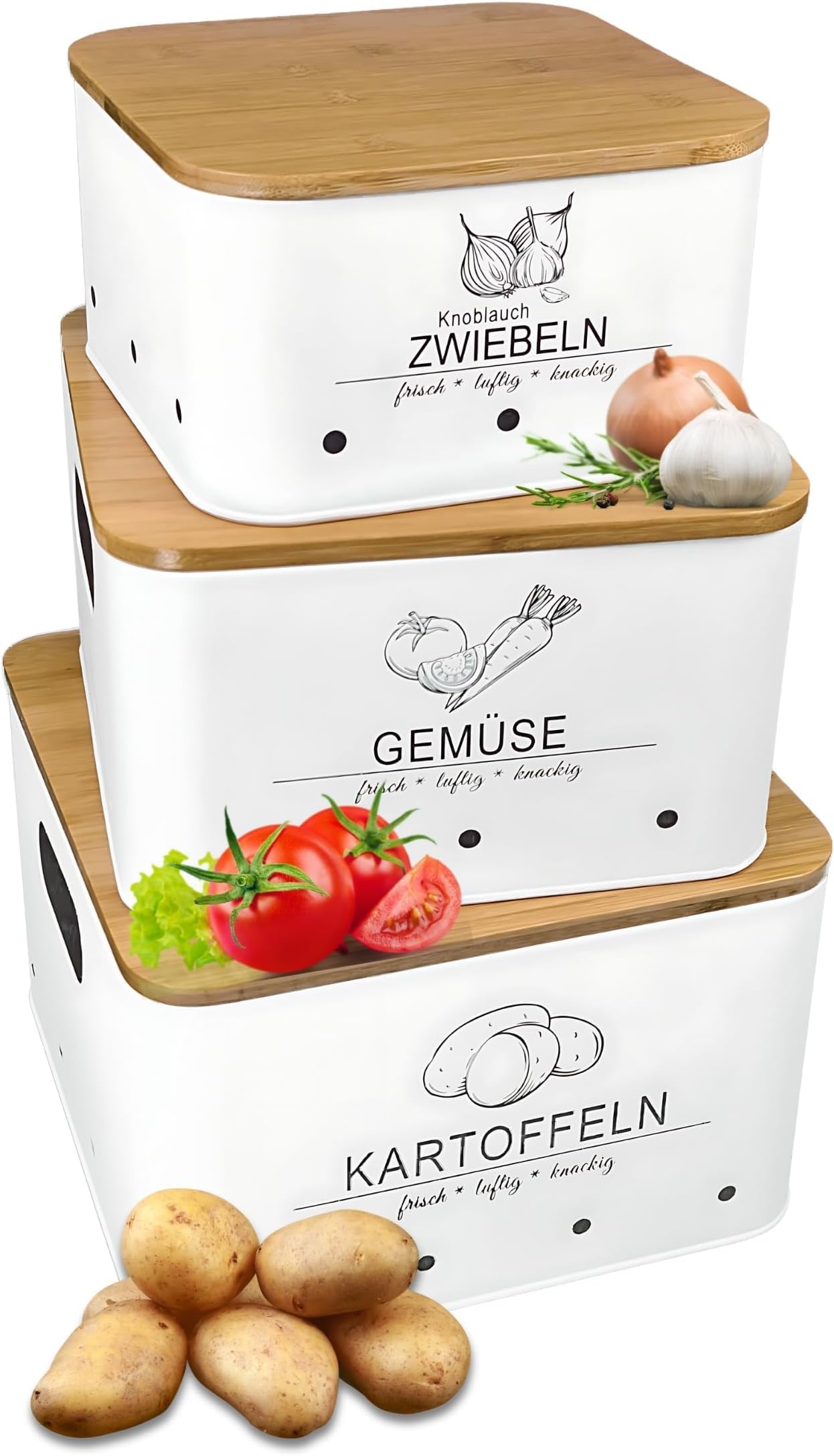 SUSTANIA Metalldose Knoblauch 2er Set - Schwarz Mit Aufdruck 'Einfach Kostbar'