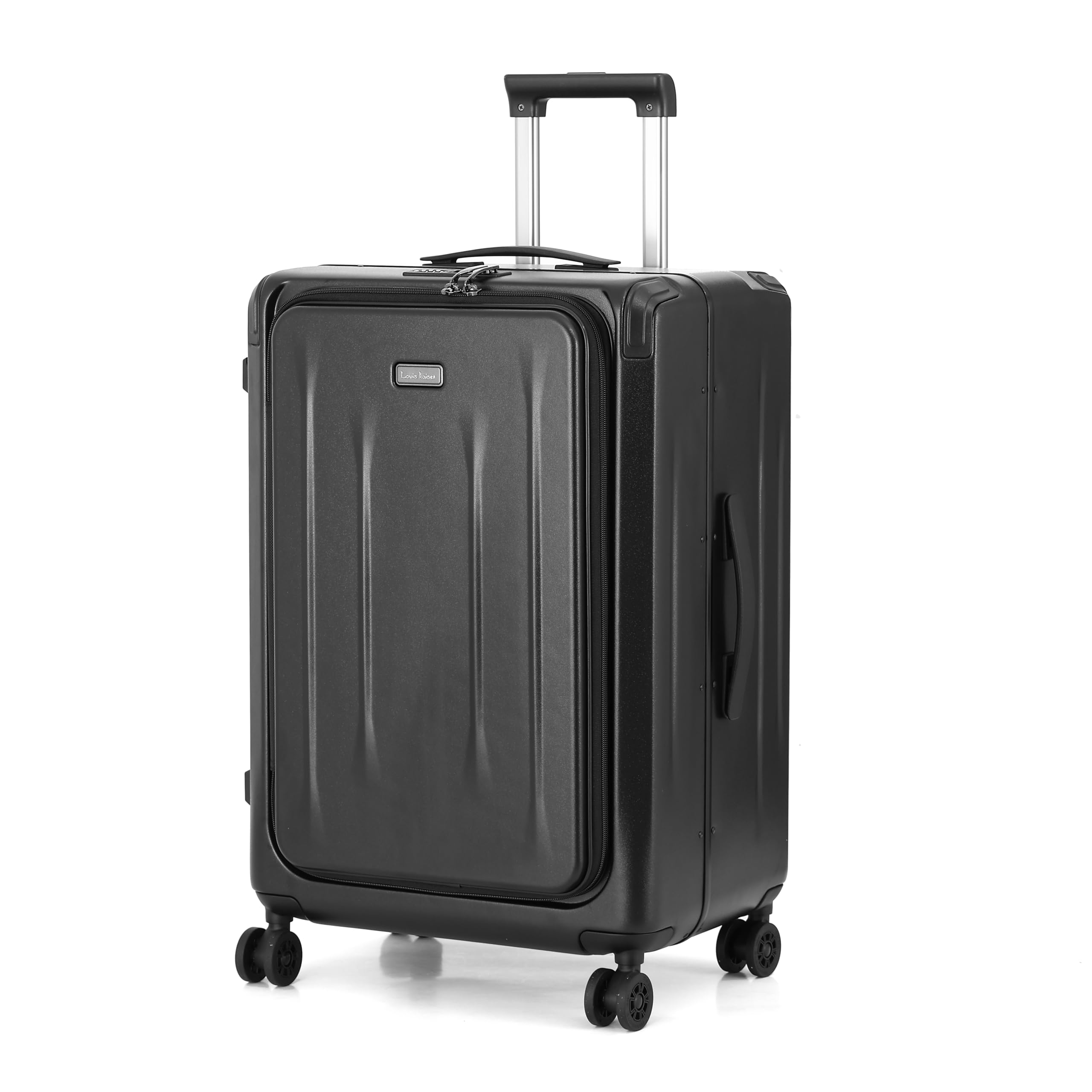 25 Inch Luggage, Top Opening Airline Approved ABS+PC Hard Shell Suitcases with Silent Wheels, TSA Lock,Front Pocket and Wet-dry Separated Six-piece Set(25 inch-Black)