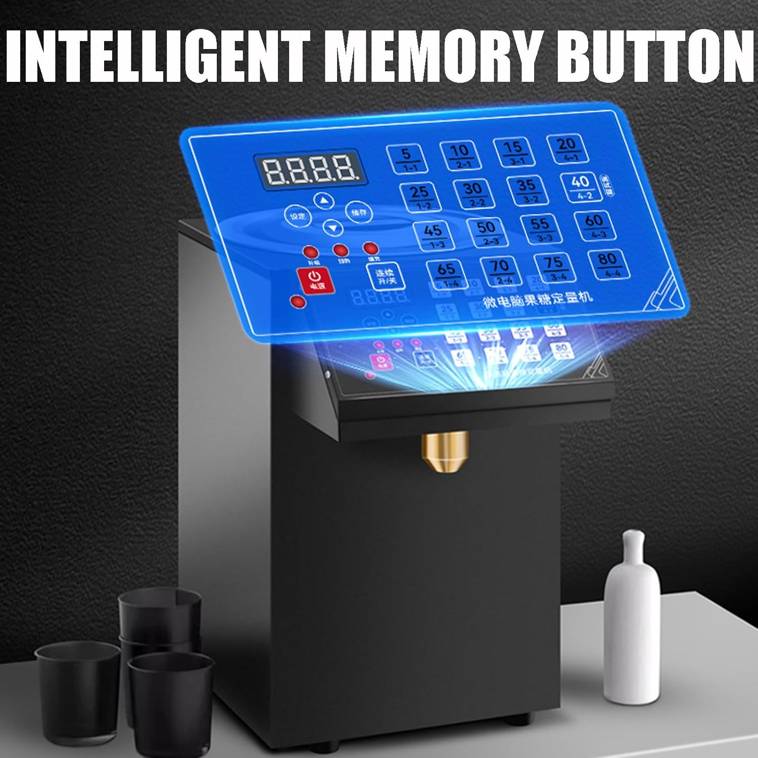 Automatic Fructose Dispenser, Commercial Quantitative Syrup Distributor, Sugar Syrup Dispenser Machine for Bubble Tea, Milk Tea & Drink Equipment Black -6L basic model