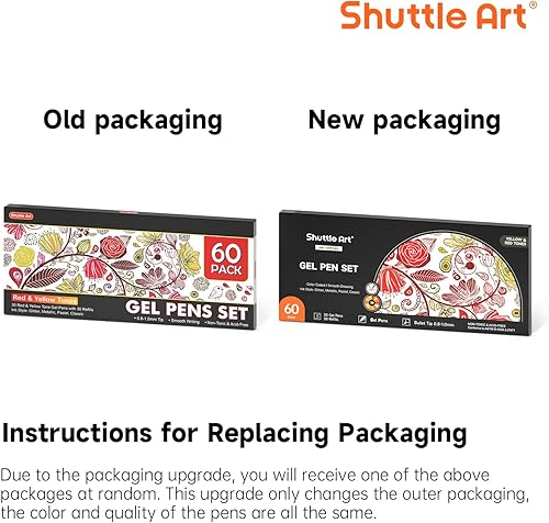 Miniatura 8 de Shuttle Art Paquete de 60 bolígrafos de gel de tono rojo amarillo, 30 bolígrafos de gel rojo, naranja, amarillo, con 30 recambios para adultos,