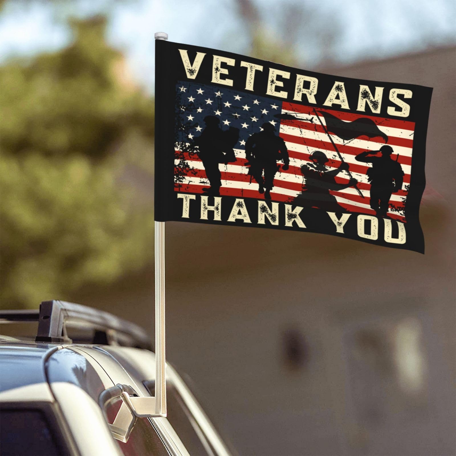 Thank You Veterans car Flag Veteran'S Day Patriotic Us Memorial Day vehicle flag Double-Sided Banner No Window Clip