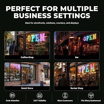 OPEN Sign for Business, 30 x 10 LED Open Sign with 16 Million Colors, APP & Remote Control, Timer, 44 Flashing Modes, Adjustable Brightness & Speed, for Storefront Window or Glass Door