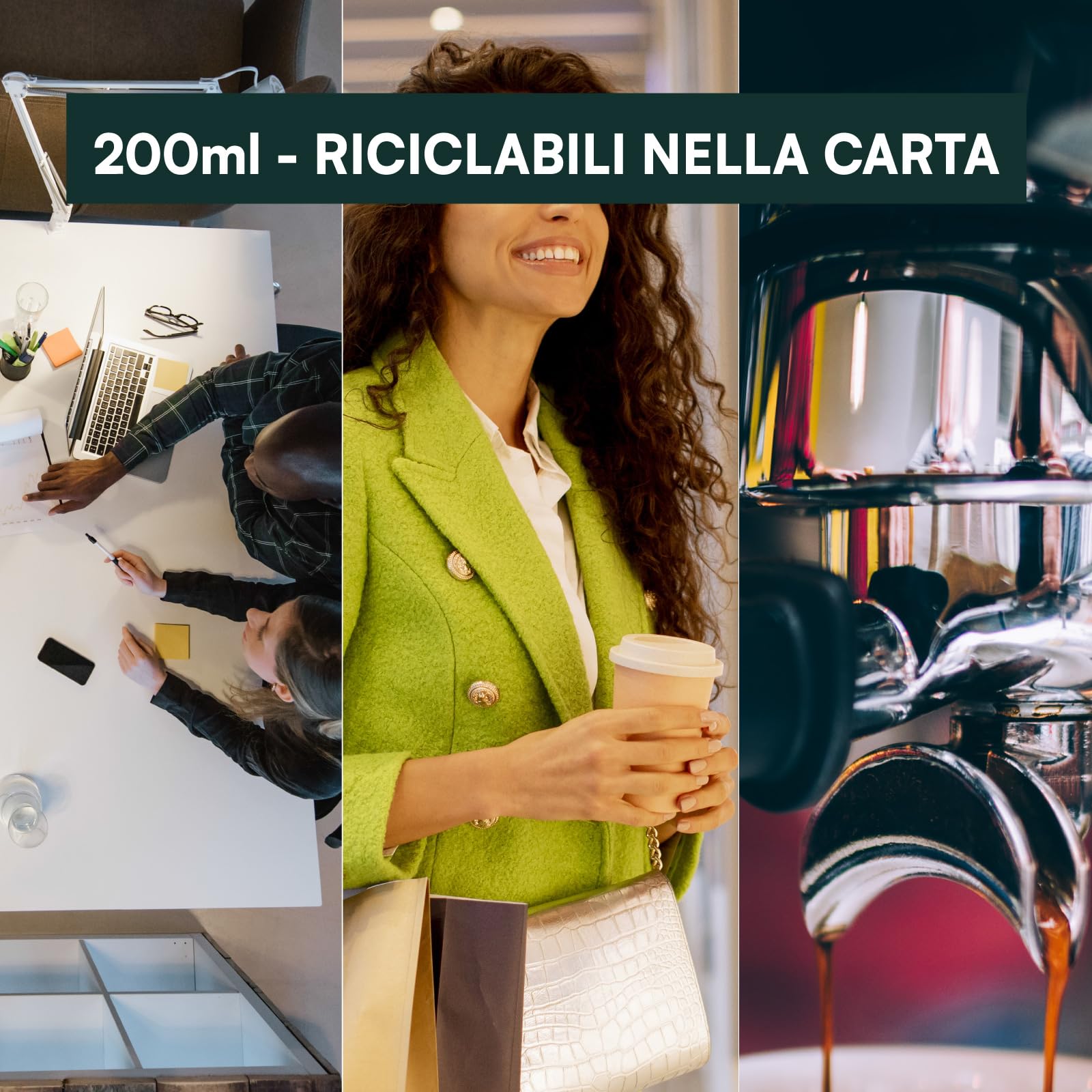 400 Pappbecher, 200 ml, MegaMix, bunt, umweltfreundlich, biologisch abbaubar, Einwegbecher, hergestellt in Italien, für heiße Getränke – Blau, Gelb, Havanna, Grün, Hellblau, Rosa, Weiß, Rot,