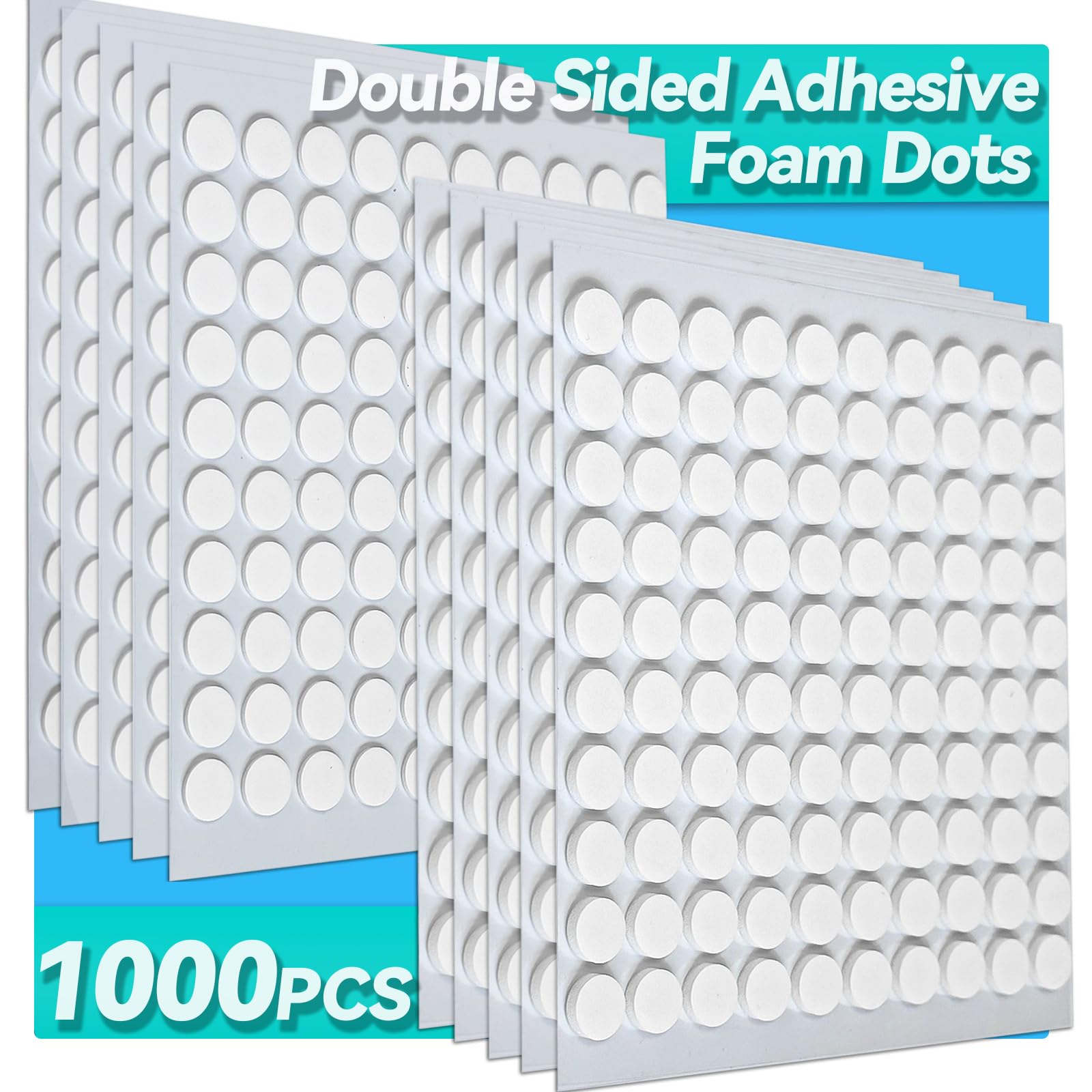 1000 double sided adhesive foam dots, 2mm and 1mm thick tape For crafts, card making, marking candles, scrapbooking, posters, DIY projects