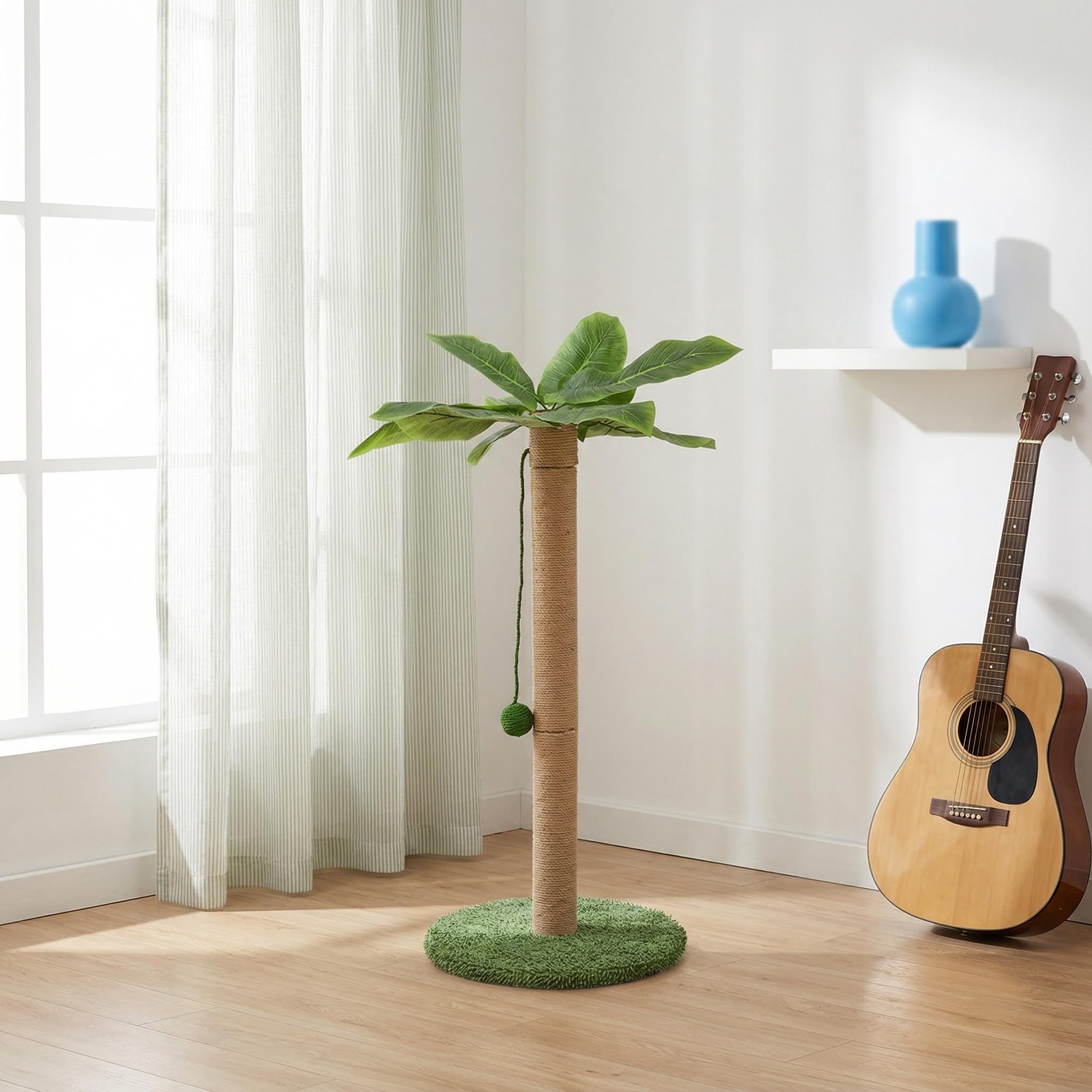 Kratzsäule Katze,Kratzstamm mit Baumelnder,Kugel 80 cm Hoch,Kratzbäume mit Premium-Sisalseil für Indoor-Kätzchen und Katzen