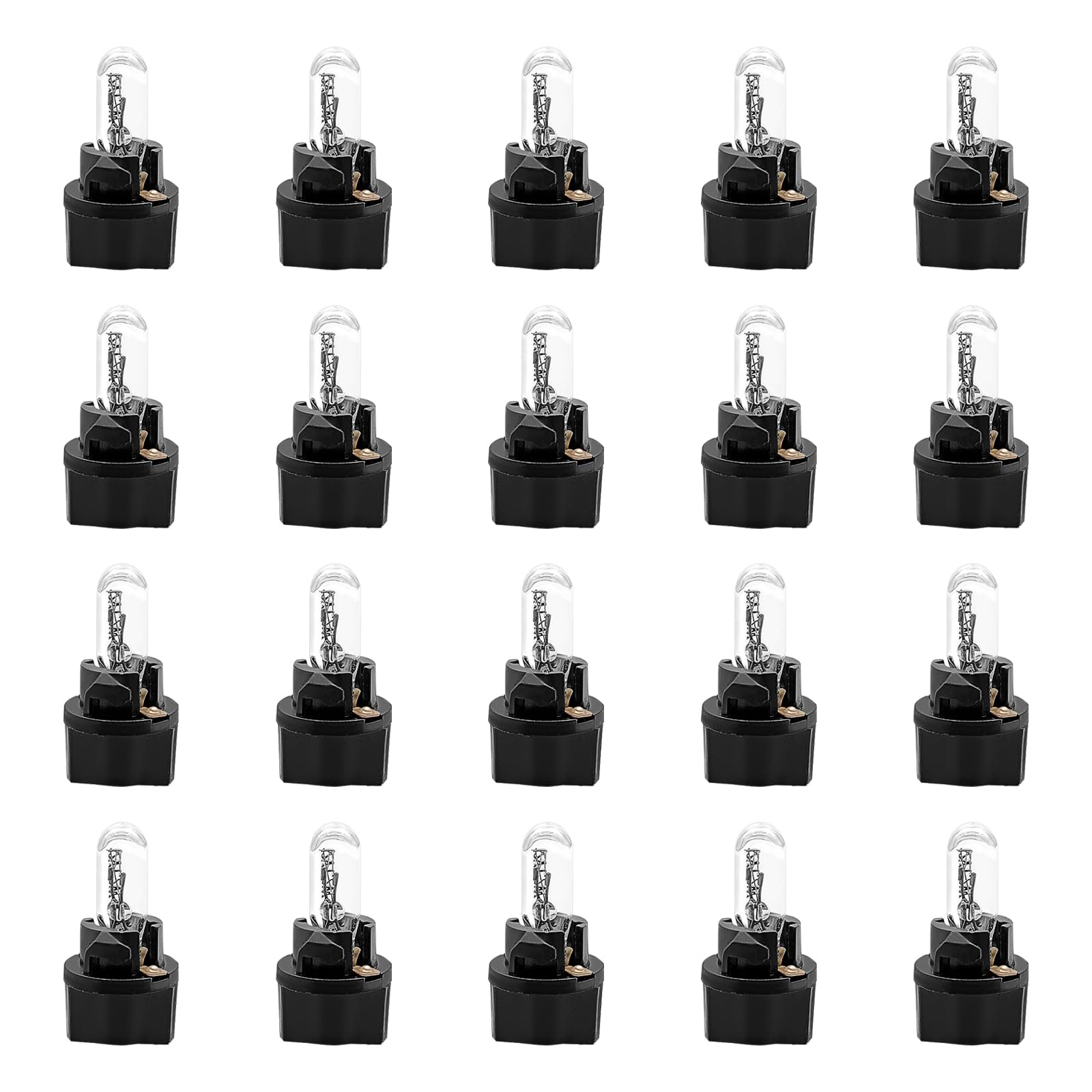 20 Pieces Universal T5 17 57 86 Halogen Dash Light Bulbs with Sockets 12V Plug Play Instrument Cluster Replacement for Car Speedometer Tachometer Gauge Panel