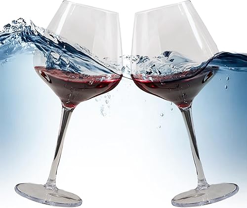 Miniatura 2 de MICHLEY Copas de vino flotantes para piscina, 18 onzas, irrompibles de plástico Tritan con tallo de vino tinto, ideales para playa, bar, camping,