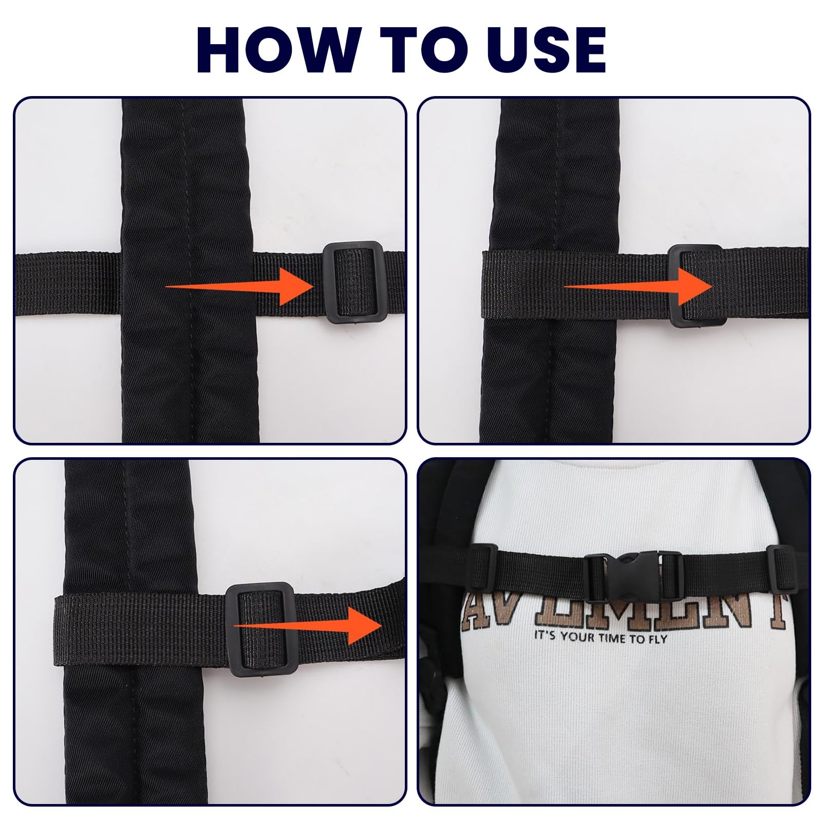 4 Sangles De Poitrine MOLENCO Pour Sac à Dos - Nylon Réglable Antidérapant, Adulte Et Enfant, Noir