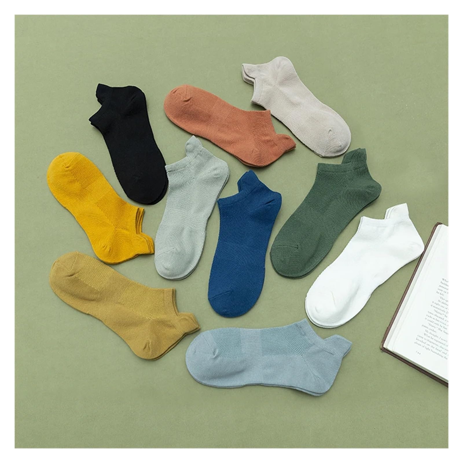 Socquettes Homme Lot de 10 paires chaussettes invisibles for homme, couleur unie, décontractées, en maille, confortables, respirantes et douces