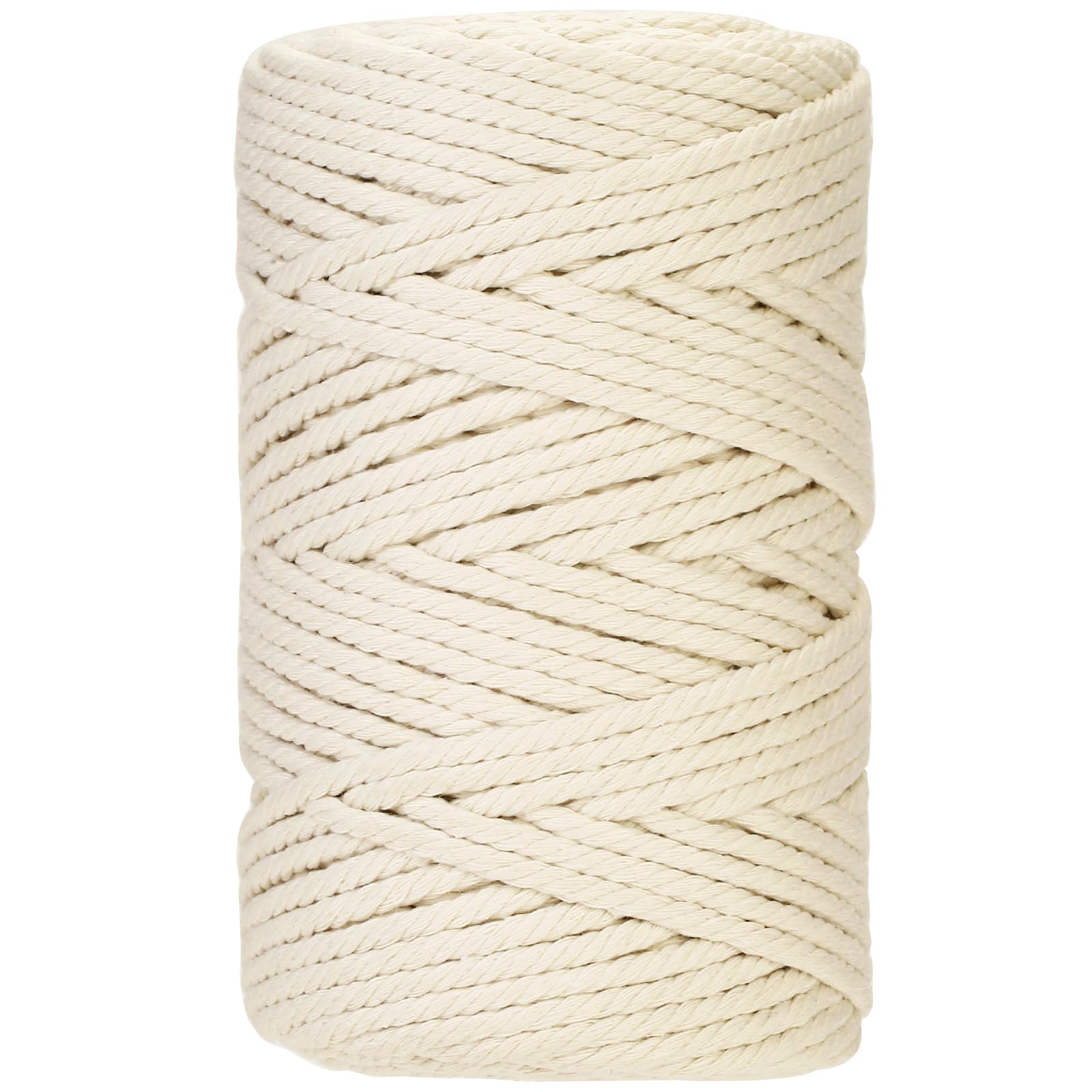 GOHOF Macrame Cord 5mm x 100m Premium Cotton Macrame Rope, 4 Strand Twisted Soft Cotton Cord for Macrame Art, Cotton String Without Chemicals(Beige) — image 1