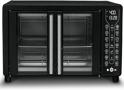 Horno tostador digital con freidora de aire para puerta francesa, color negro
