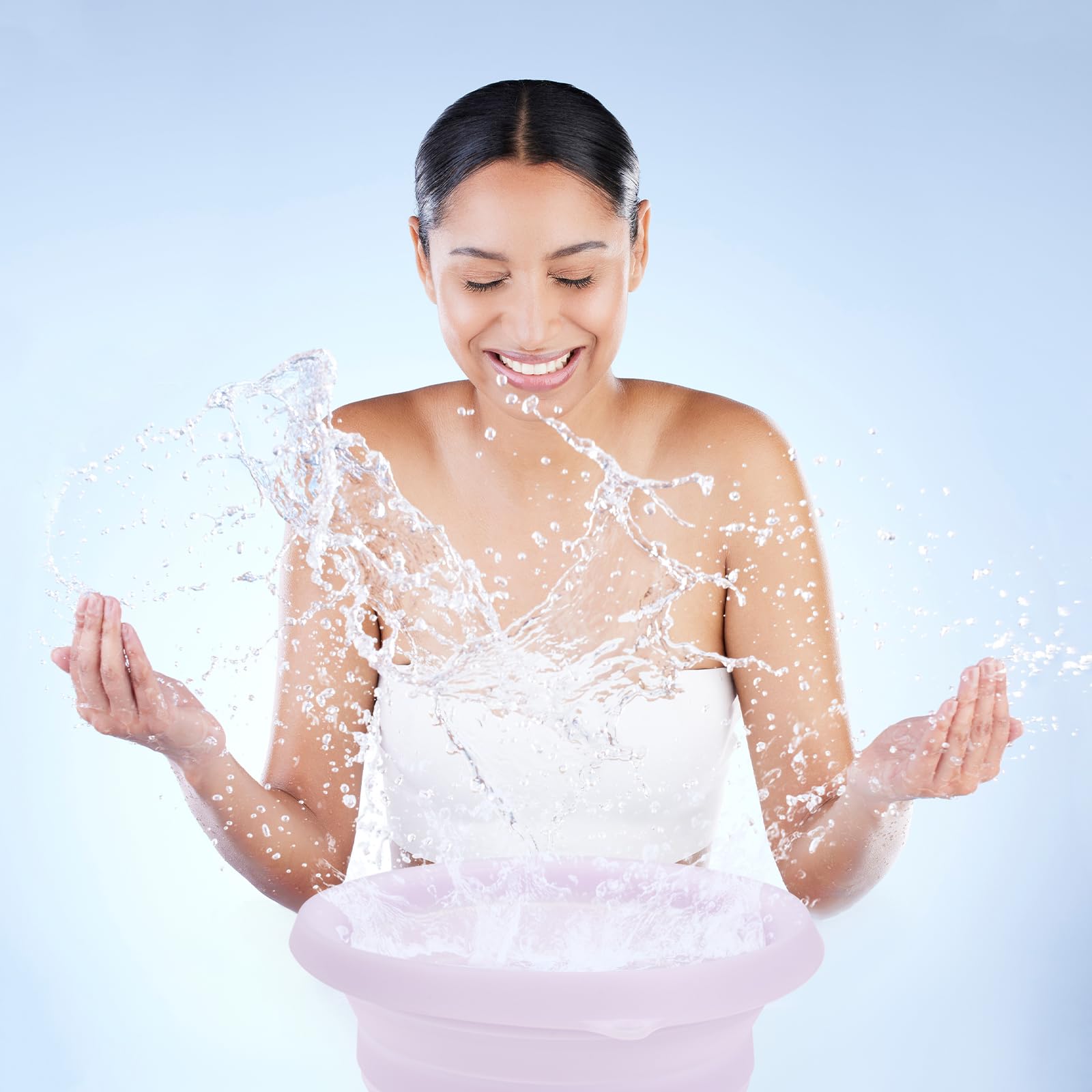 Face Ice Bath Bowl, Faltbares Gesichtsbad Eis, Gesicht Eiswanne mit Integrierter Eiswürfelschale, Tragbare Facial Ice Bath Bowl zur Schwellungen Linderung für Heimgebrauch oder Unterwegs (Purple)