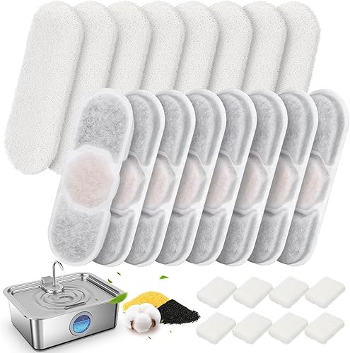 8 juegos de filtro de fuente de repuesto para Zuqqony DYSJ03 16L/4.2 galones de acero inoxidable grande fuente de agua para perros grandes o hogar