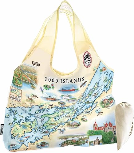 Miniatura 8 de Xplorer Maps Bolsa con asas – Bolsa de compras reutilizable para comestibles, plegable y lavable de nailon, resistente y compacta