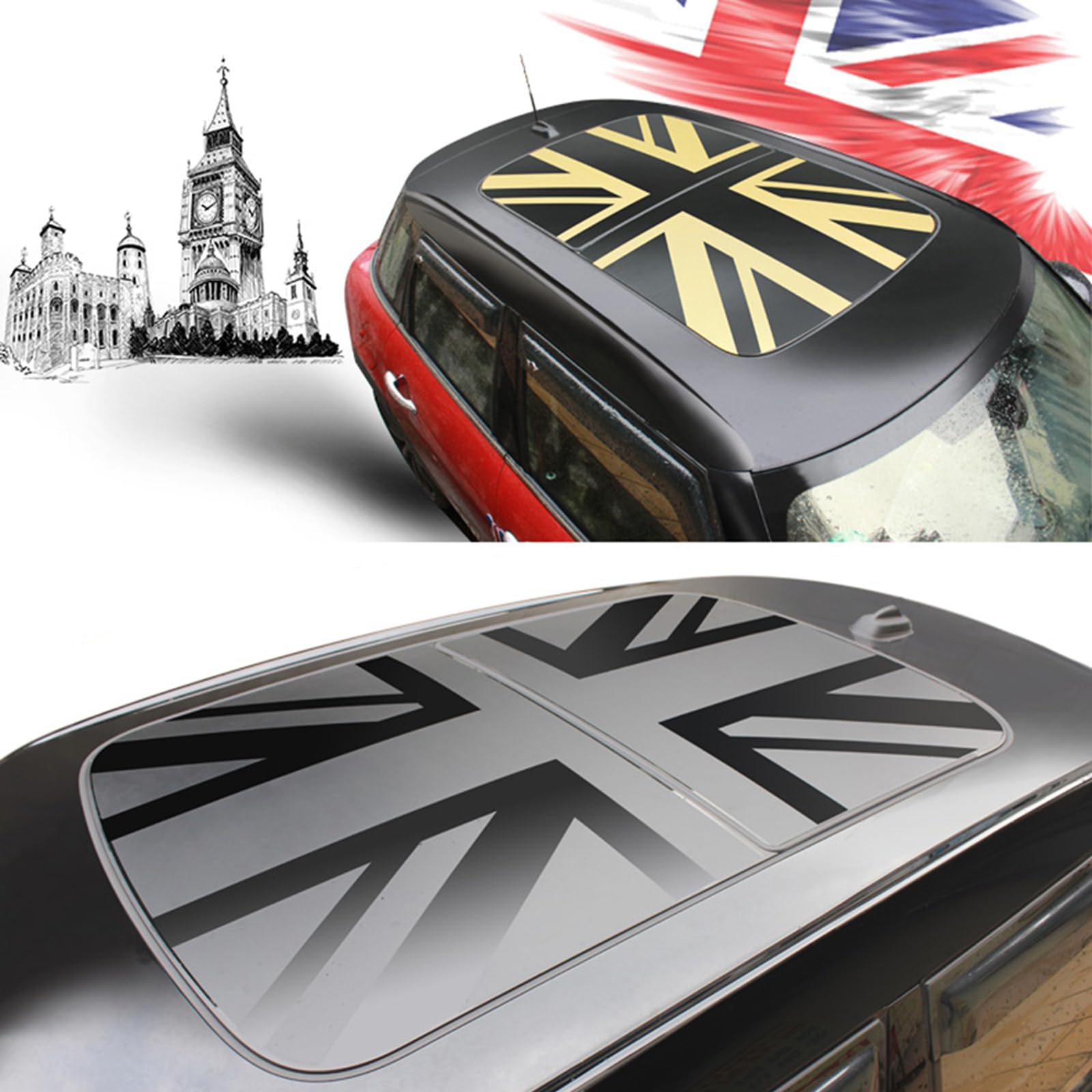 Adesivo Union Jack Per Tetto Auto - Pellicola Decorativa Per Mini Cooper, PVC, Facile Applicazione - Foto 7