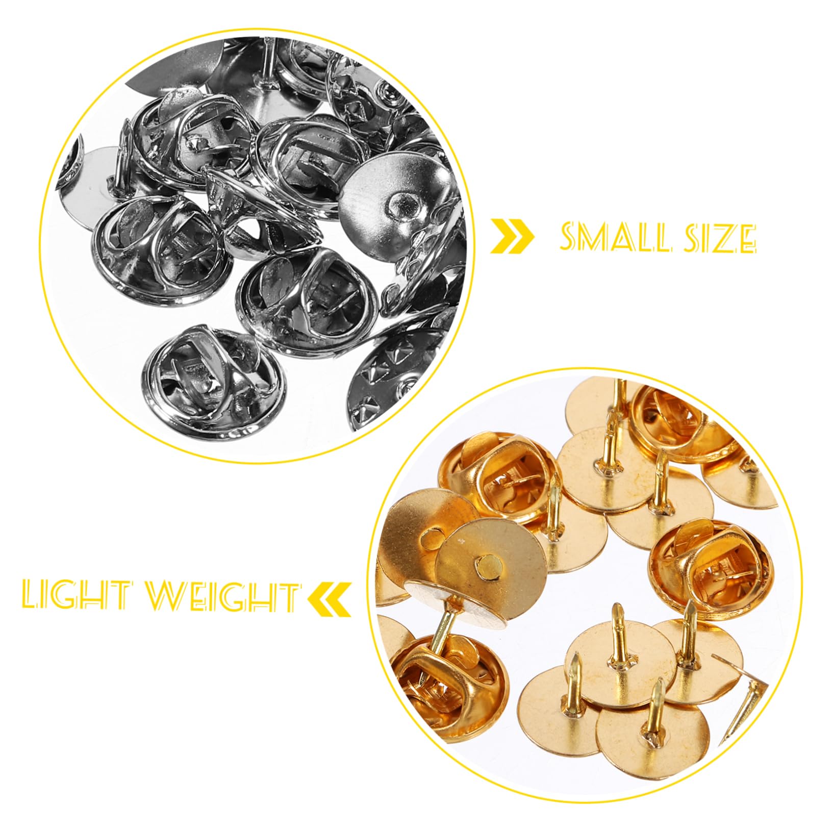 Homoyoyo 100Sets Clutch Pin Backs for DIY Jewelry Craft Locking Enamel Pin Backings for Lapel Pins Badges and Tie Tacks Each