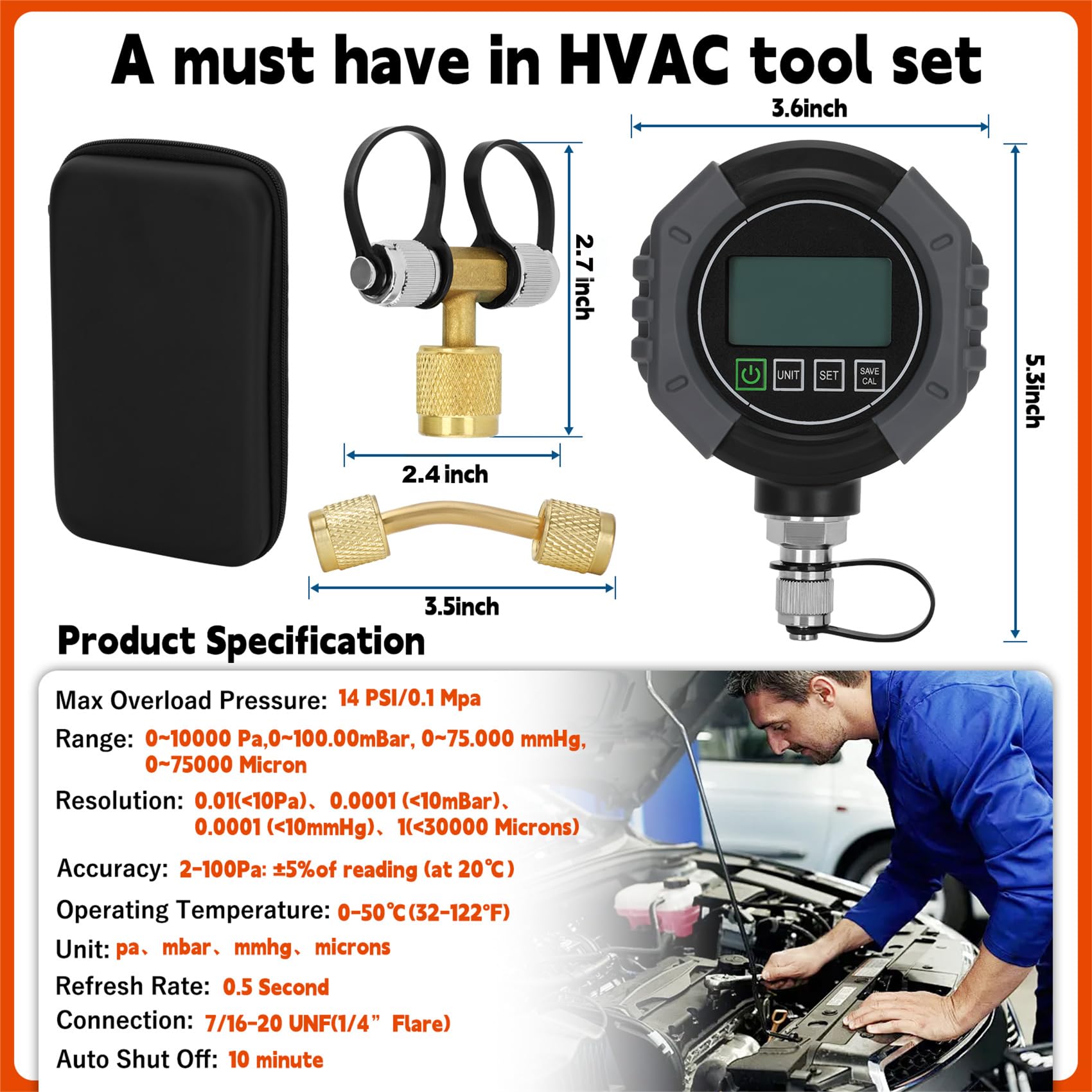 Pro HVAC Micron Vacuum Gauge - Digital AC Gauge -3 Pro HVAC Micron Vacuum Gauge - Digital AC Gauge -3