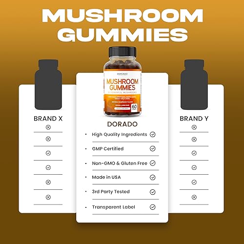 Miniatura 5 de Gomitas de hongos 10 en 1 mezcla (60 gomitas con melena de león, cordyceps, reishi y hongos más funcionales) Gomitas para el enfoque y el cerebro