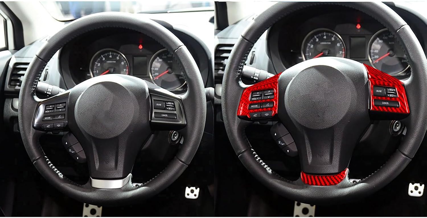 Real Carbon Fiber Auto Interior Accessories Sticker Compatible with Subaru Impreza 2012-2014/Subaru XV Crosstrek 2013 2014 Car Driver Side Dashboard Decoration Kit Style A 7PCS Red
