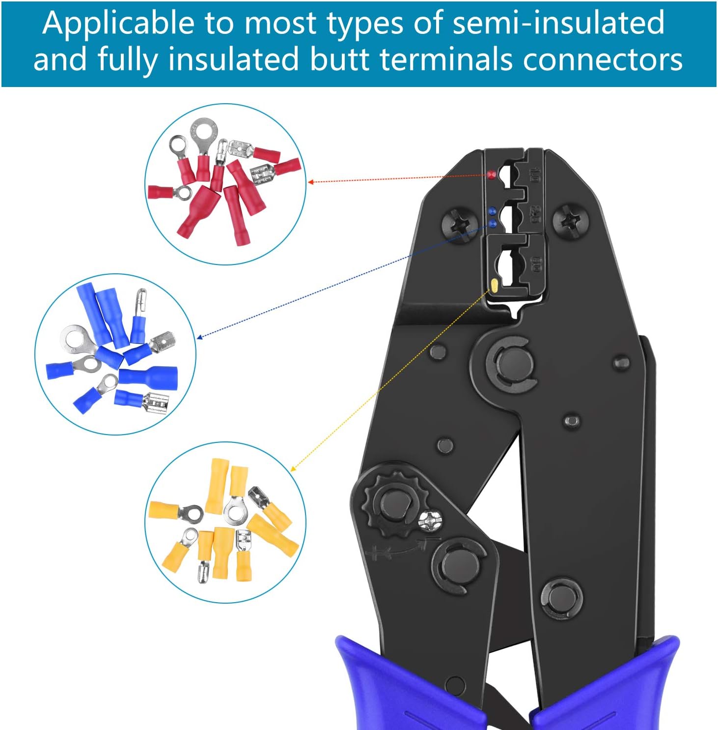 Wire Terminals Crimping Tool, BONROB with 27 Types 700 Pcs Wire Connectors for Heat Shrink Connectors Insulated Ratcheting Terminals Crimper Kit BO006