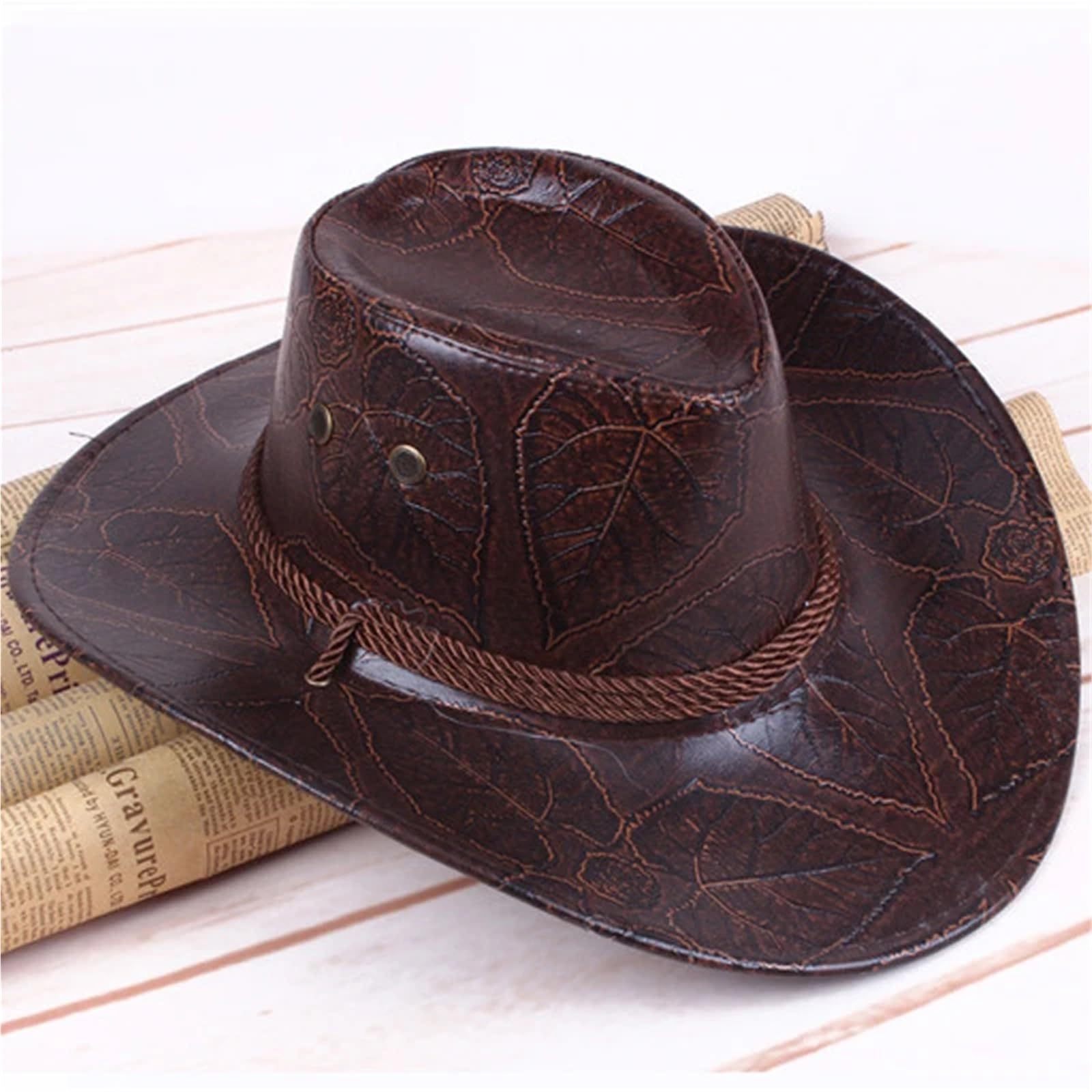 Cappello Da Cowboy Grande Uomo In Pelle PU, Donna, Visiera Esterna, Berretto Traspirante Unisex