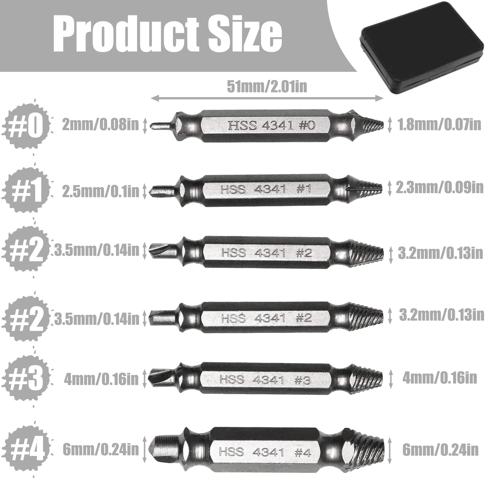 Estrattori di viti spogliate,（6 Pcs）Diyife Estrattore Viti,Utilizzato per rimuovere spanate