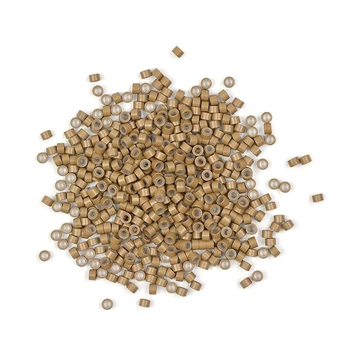 Miniatura 7 de 200 cuentas de oropel forradas de silicona de 0.157 pulgadas para extensiones de cabello (rubio)