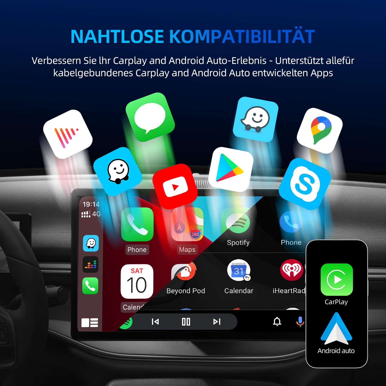Drahtloser CarPlay-Adapter für Apple iPhone & Android (2025-2026 Upgrade) – Kompakte Größe, Plug & Play, Verbinden Sie Sich mit einem schnellen und stabilen Wireless CarPlay Adapter.