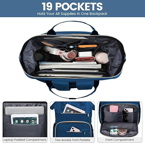 Miniatura 3 de LOVEVOOK - Mochila de mujer para laptop, mochila de viaje profesional de 17 pulgadas con puerto USB, mochila impermeable para trabajo, universidad,