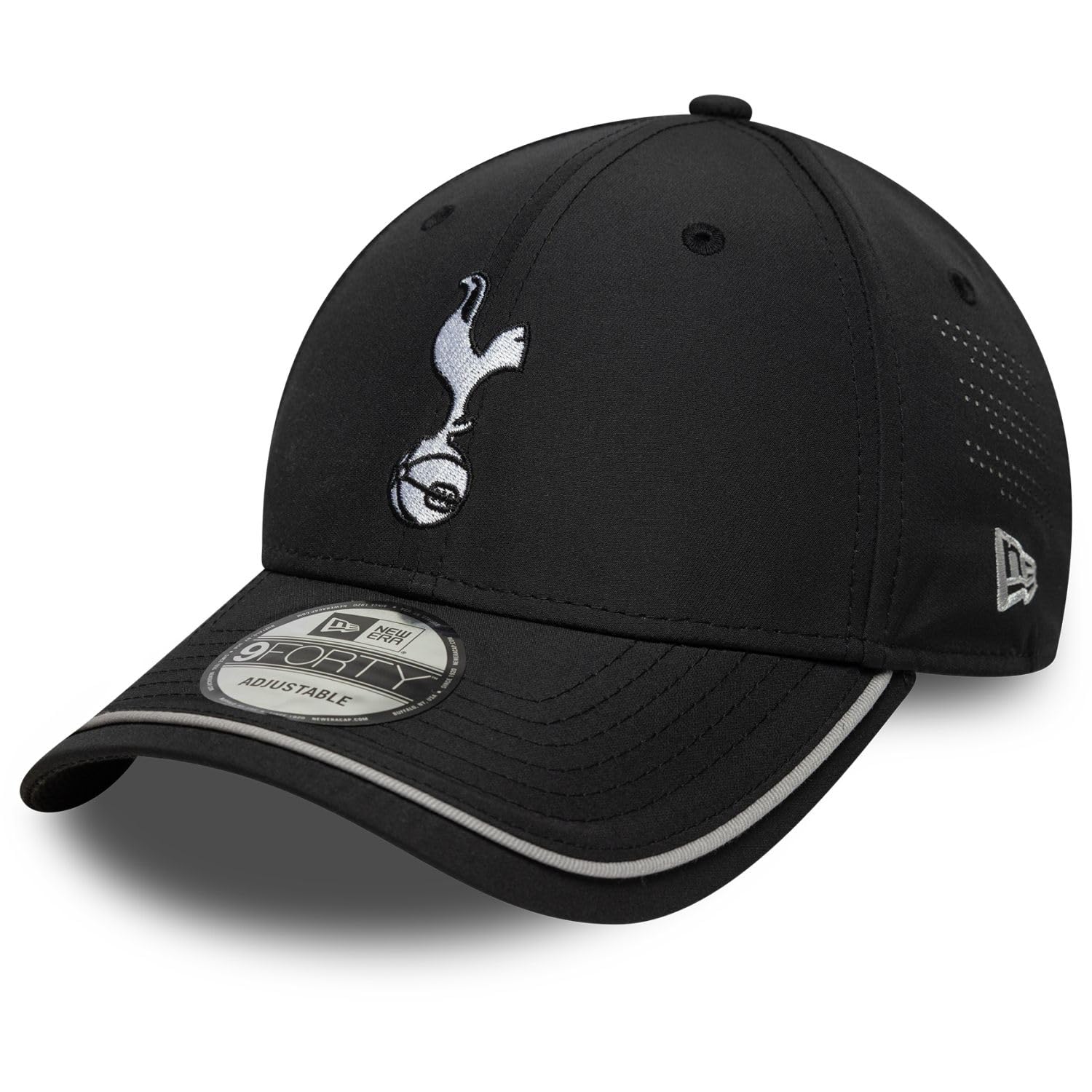 New Era Tottenham Hotspur FC, Spurs, Football, Official Merchandise, Sport Preforated Black Baseball Cap, Hat, Adjustable