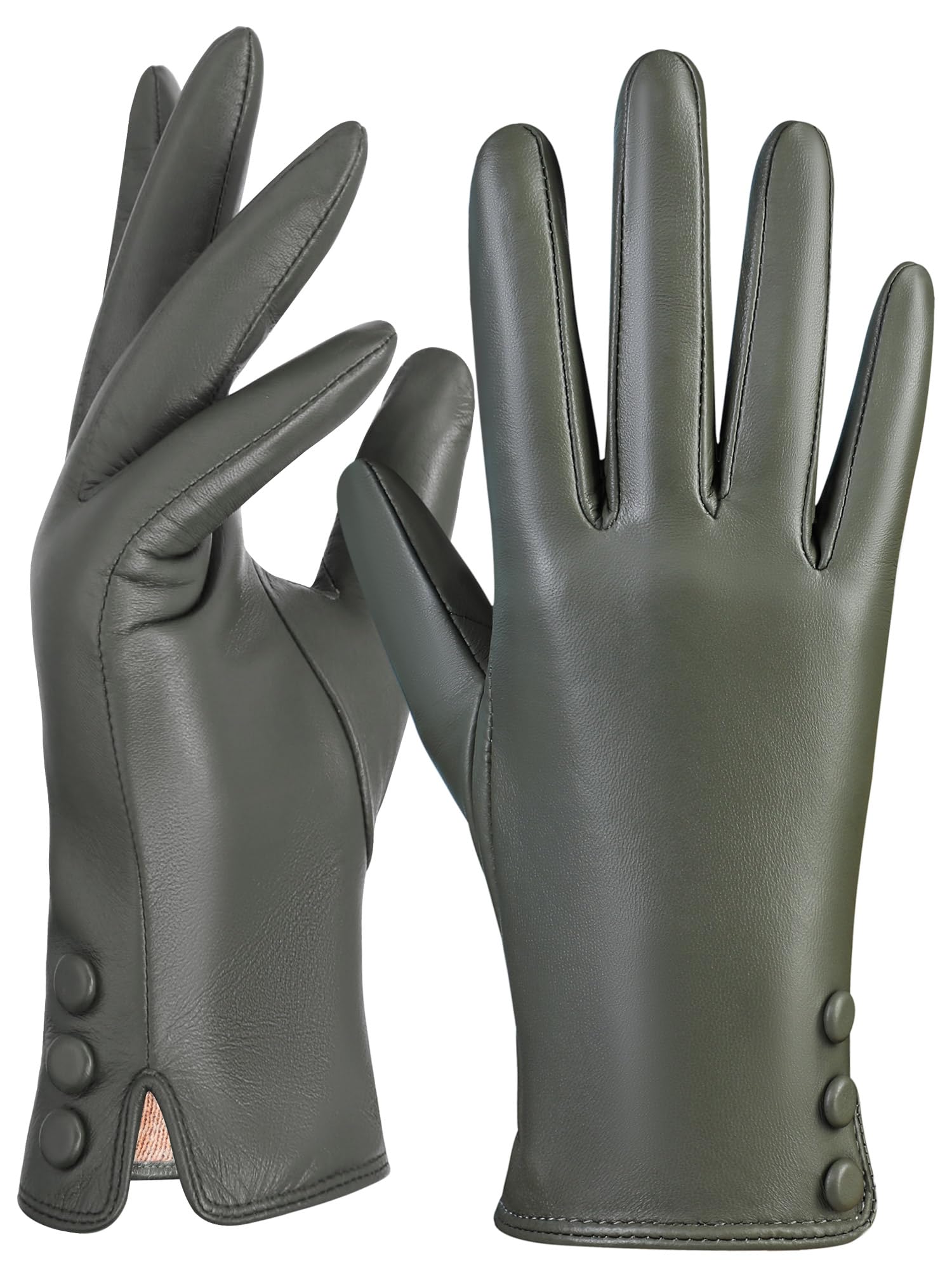GSG SINCE 1998 Guanti da Donna in Pelle di Pecora Senza Cromo – Touchscreen, Invernali con Fodera in Lana o Pile per Guida W2306