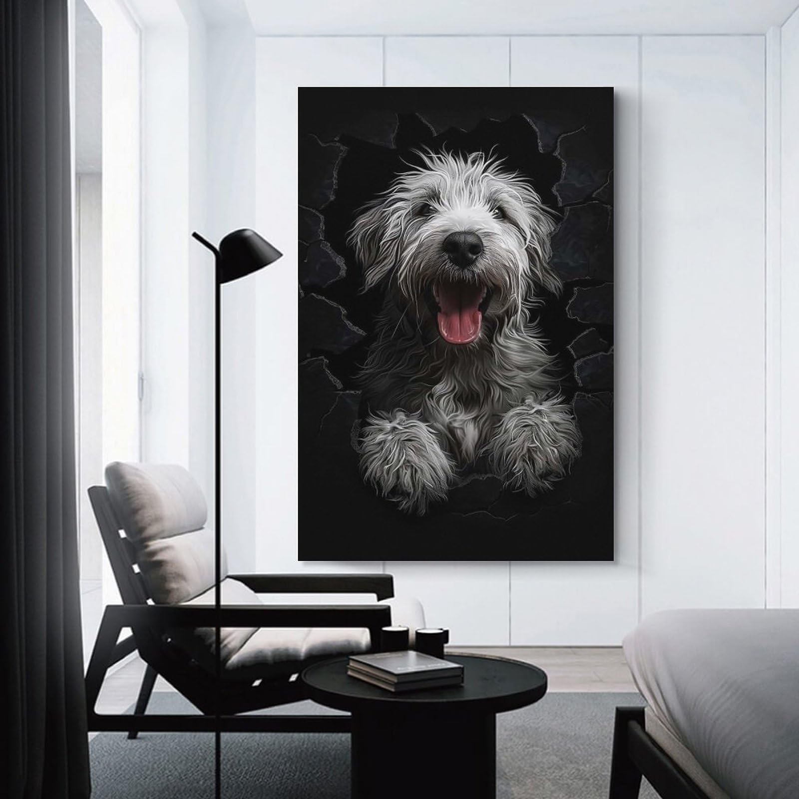 Junmoney Canvas Wall Decor Pyrenean Shepherd, 20x30inch(50x75cm), for Bedroom Decor, Cosy Corners Or Studios, Decorative Wall Art for Cosy Rooms