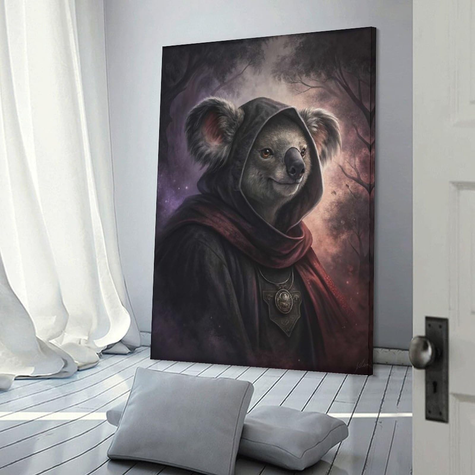 Junmoney Wall Picture Print Koala in A Hooded Robe, 24x36inch(60x90cm), for Entrance Walls, Hall Decor Or Foyers, A Neat Decor Update for Hallways