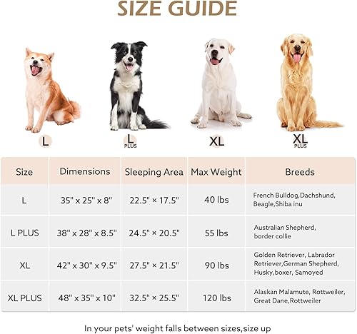 Miniatura 6 de JOEJOY Cama ortopédica XL para perros de tamaño grande, extra gruesa, con apoyo y forro impermeable, ultra suave, para perros grandes, gris, 42