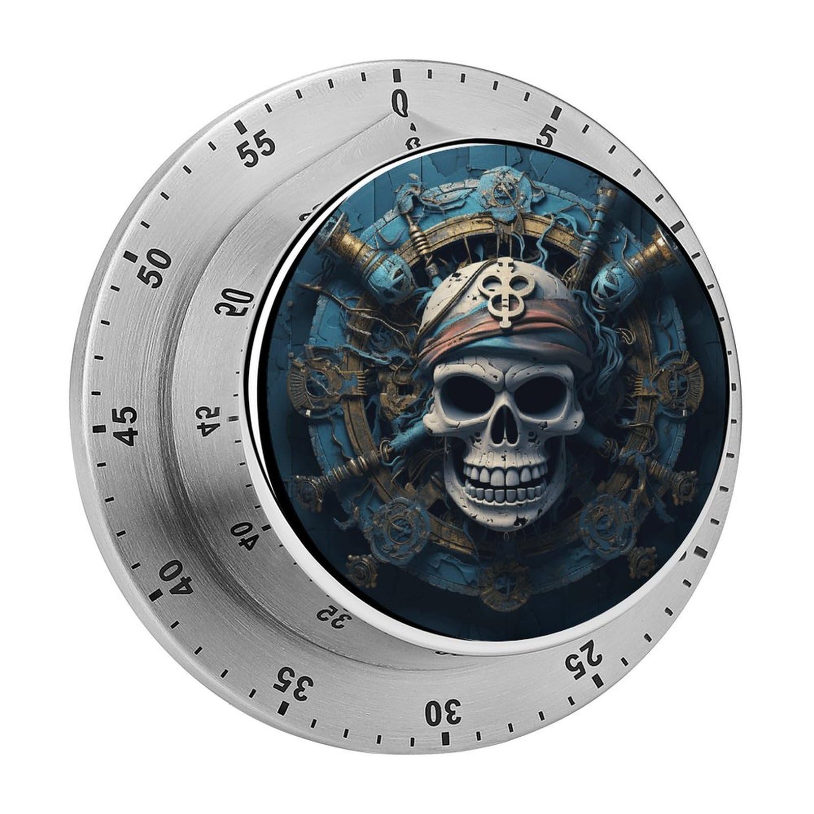 Adfgyerh Style Skeleton Pirate Timer For Cooking, Kitchen Timer Magnetic No Batteries Required, Mechanical Timer With Loud Alarm, For Fitness Baking Exercise Oven