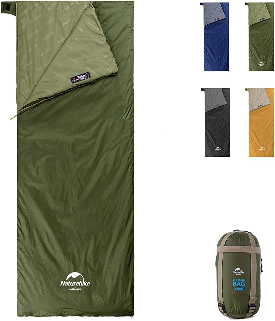 Naturehike Envelope Sac de couchage – Portable ultra-léger, étanche, compact, confortable avec sac de compression - 3 Sacs de couchage pour les voyages, Camping, Randonnée, Activités de plein air