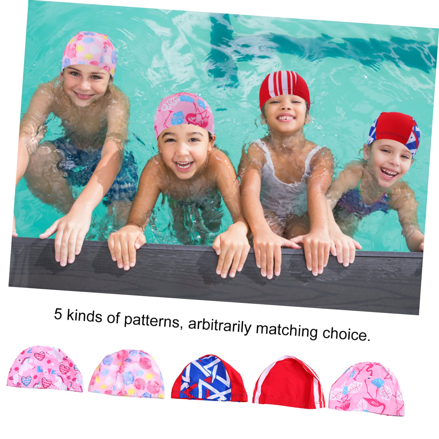BESPORTBLE 10 Piezas De Silicona Para Niños Estilo Aleatorio Cabello Niña Protección Para Dama Diversión Agua Gorros Para Damas Gorro Estampado Para Bebé Gorros De Natación Oreja
