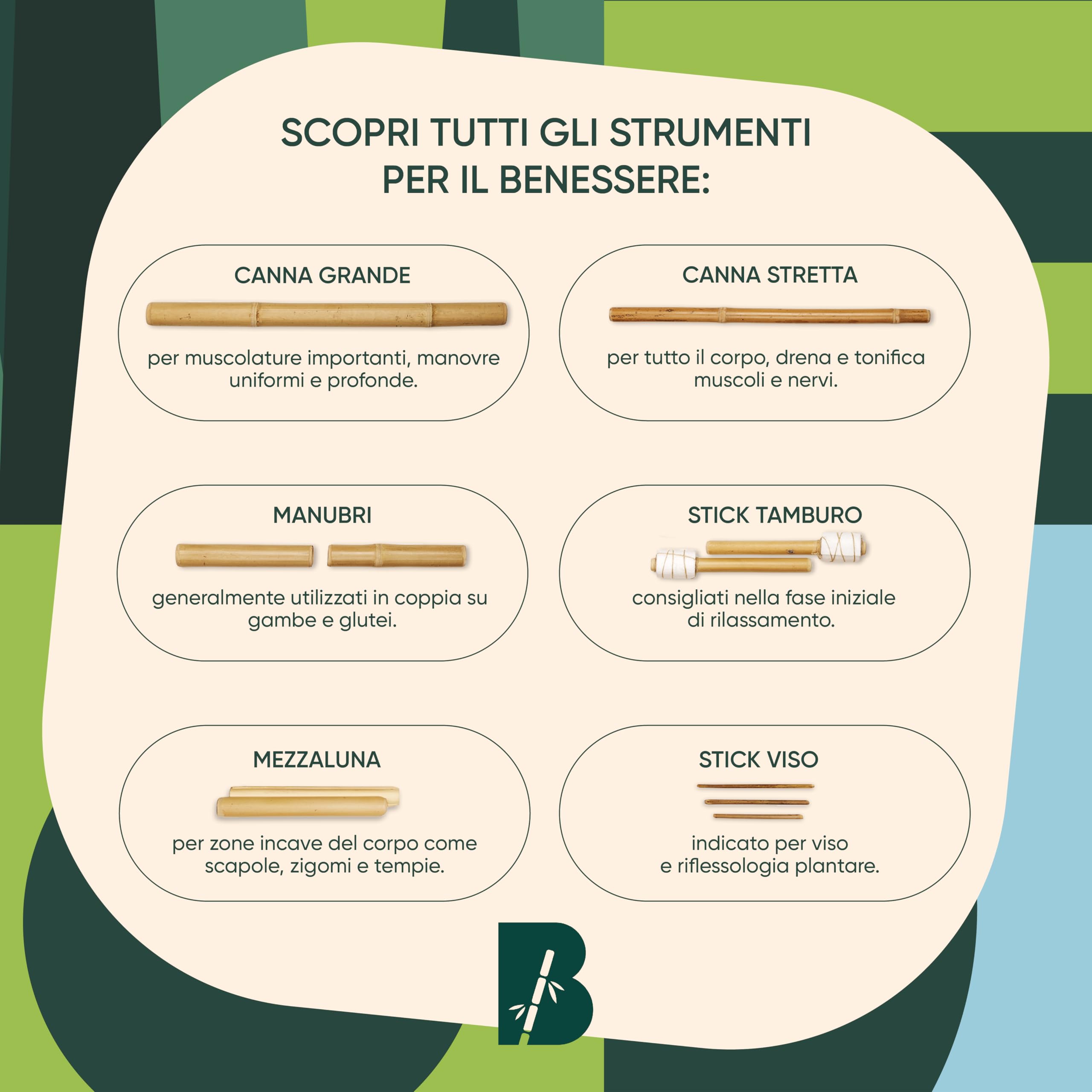 BAMBOOCOLIC Kit Massaggio Bambù - ideale per Hot/Warm Bamboo Massage, Canne Bambù non trattato chimicamente, Proprietà Antibatteriche e Antiossidanti, Resistente al Calore, Made in Italy