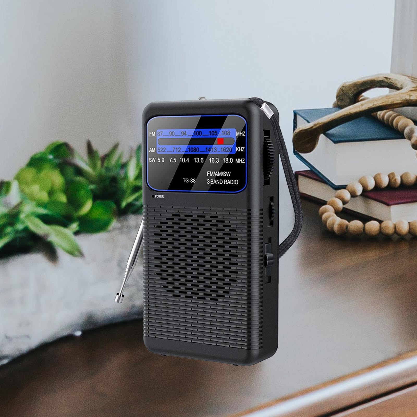 Mini Radio para Hombres Y Mujeres con Linterna LED de Emergencia, Pequeña Y Ligera, 12,9 Cm X 7 Cm, Ideal para Viajes, Dormitorio, Interior Exterior,