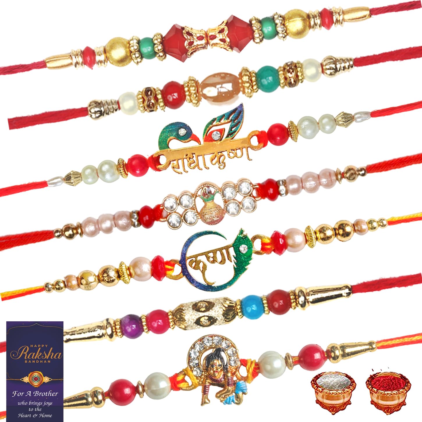 Designer Rakhi Set Of 7 With Roli Chawal and Card For Rakshabandhan | Rakhi For Brother | Rakhi For Kids | Bhaiya Rakhi (B0CFSX5WCX) Amazon Price History, Amazon Price Tracker