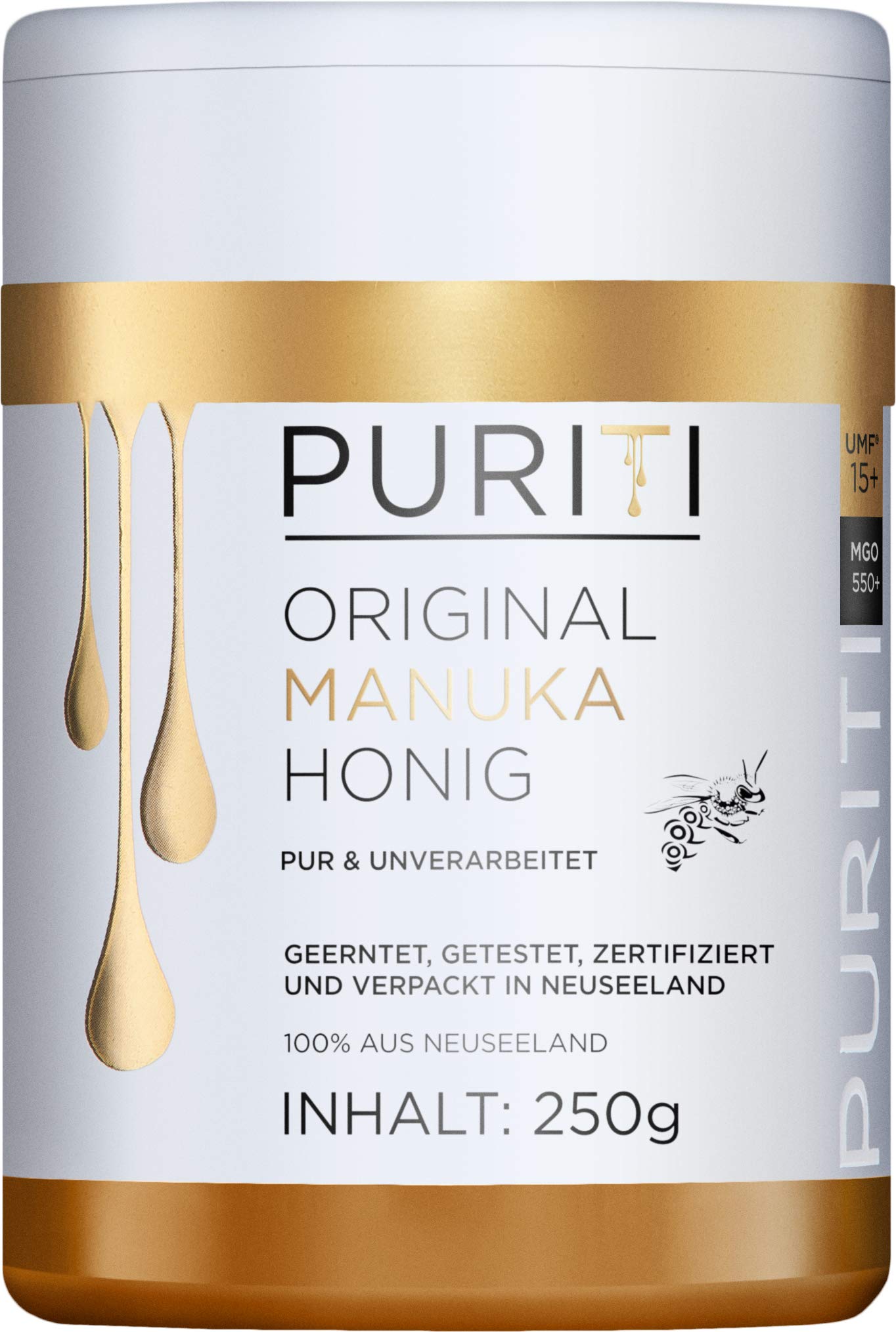 PURITI Manuka Honig MGO 550+ 250g aus Neuseeland – Produktbeschreibung