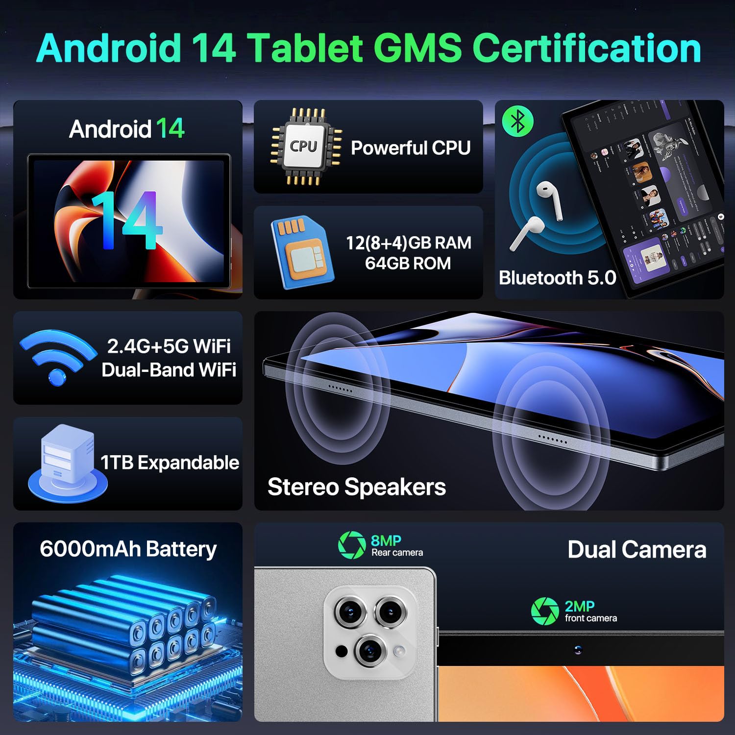 Amazon.com : Android Tablet, 2024 10 inch Tablet Android 14