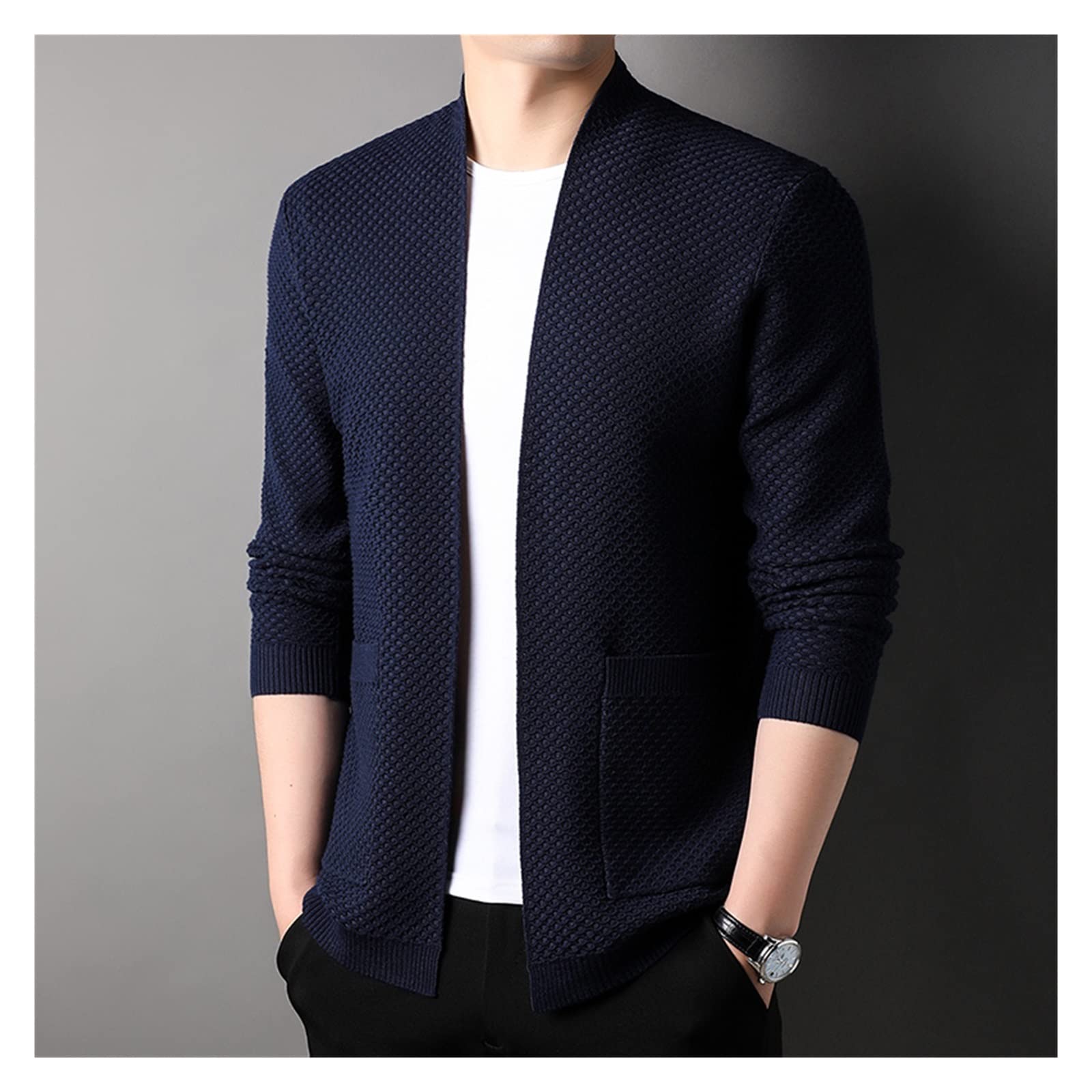 Cardigan en tricot de qualité supérieure : pull graphique argenté coupe confort XXL
