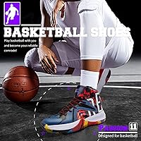 Vista 8 de ASHION Zapatos deportivos de baloncesto para hombre, ligeros, transpirables, antideslizantes, para correr, caminar, medios, tenis deportivos