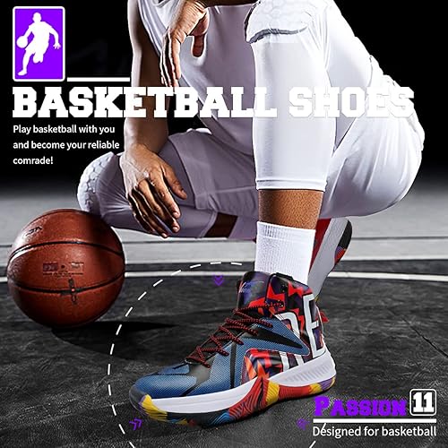Vista 8 de ASHION Zapatos deportivos de baloncesto para hombre, ligeros, transpirables, antideslizantes, para correr, caminar, medios, tenis deportivos