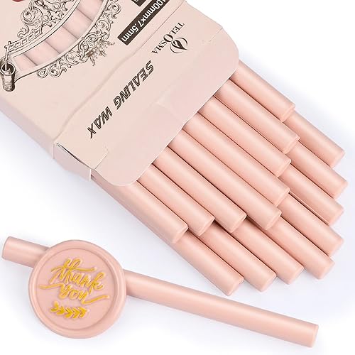 16 unidades de varillas de cera de sellado de pistola de pegamento rosa sucio para mini pistola de pegamento, haz sellos para invitaciones de boda,