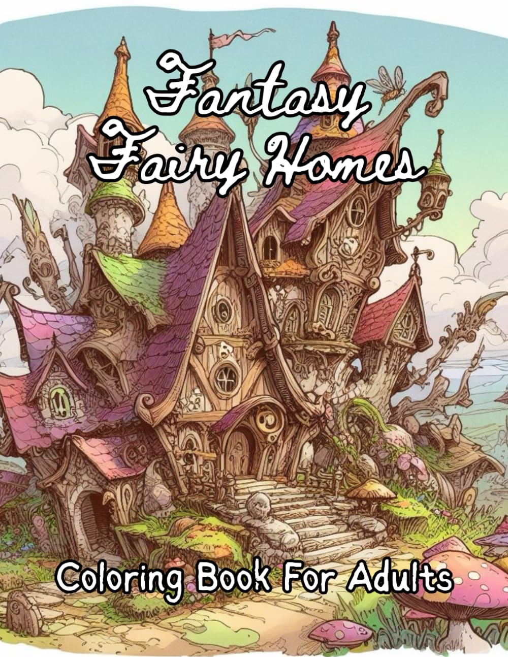 Fantasy Fairy Homes Coloring Book For Adults: Magical fairies coloring book for Relaxation and Mindfulness