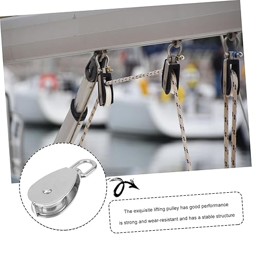 Miniatura 6 de Cuerda de alambre de acero inoxidable de rodillo de 1.969 in que conduce el bloque de polea de cable m50 Grúa de polea de cable de aparejo de grupo