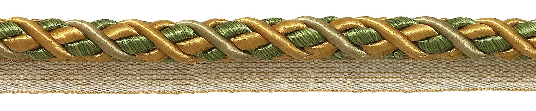 Cordon à lèvre baroque 11 mm Golden Olive rouleau de 24,7 mètres