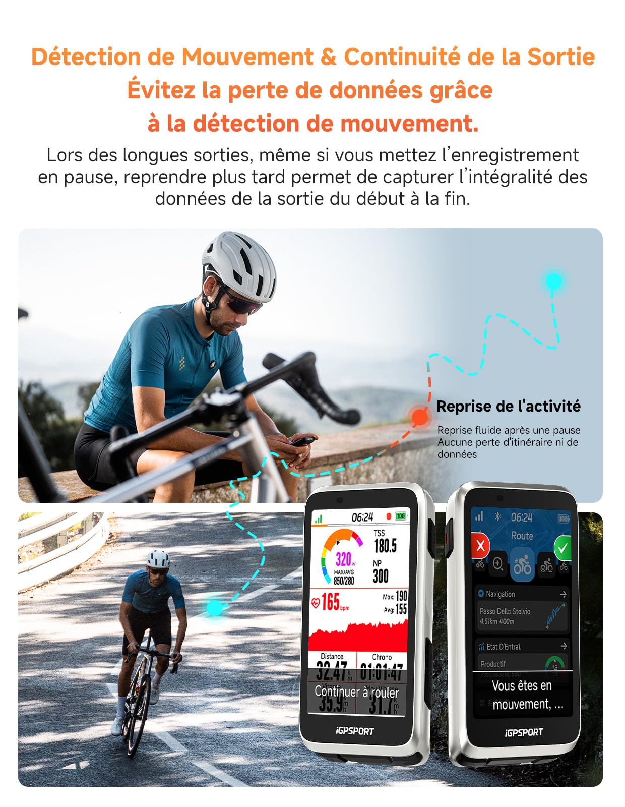 iGPSPORT BiNavi Ciclocomputador Bicicleta GPS, Análisis Entrenamiento Función Recorrido Continuo Detección de Movimiento 3,5" Pantalla Táctil Control, iClimb Pro, 35H